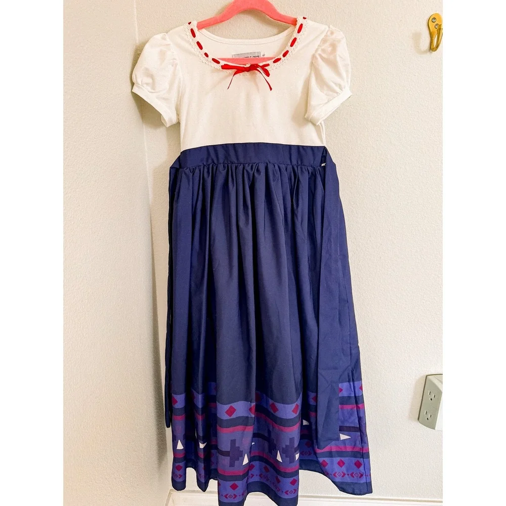 Only Little Once Encanto Luisa‎ Inspired Dress Blue White Geometric Girls Size 7